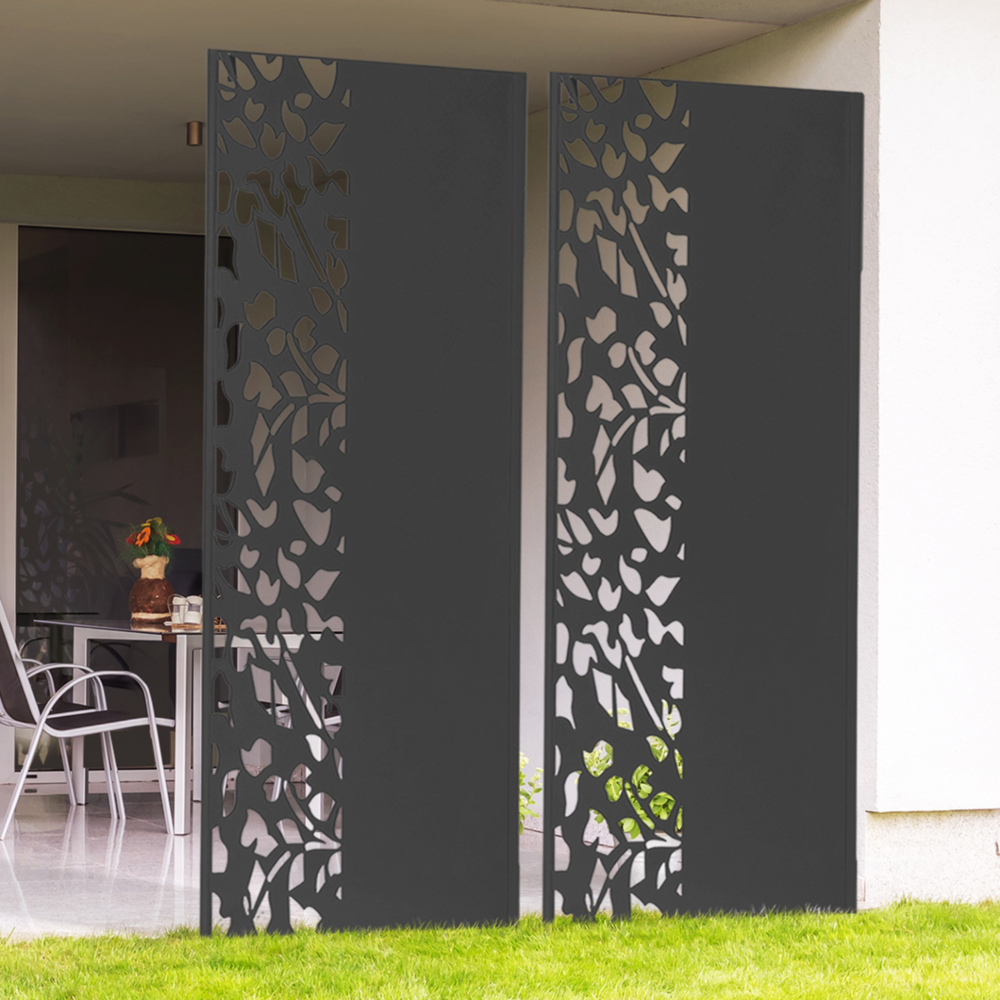 Panneau décoratif universel 150 x 50 cm flower gris semi ajouré sur le côté