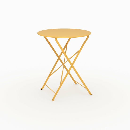 Kayla-table de jardin ronde et pliante en métal jaune beurre 2 personnes