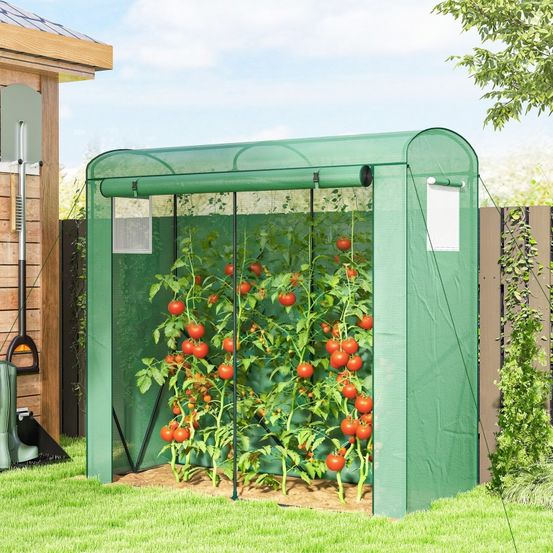 Serre de jardin acier et bâche pe pour tomates avec porte enroulable 200x75x188cm vert - comfortxl outdoor living