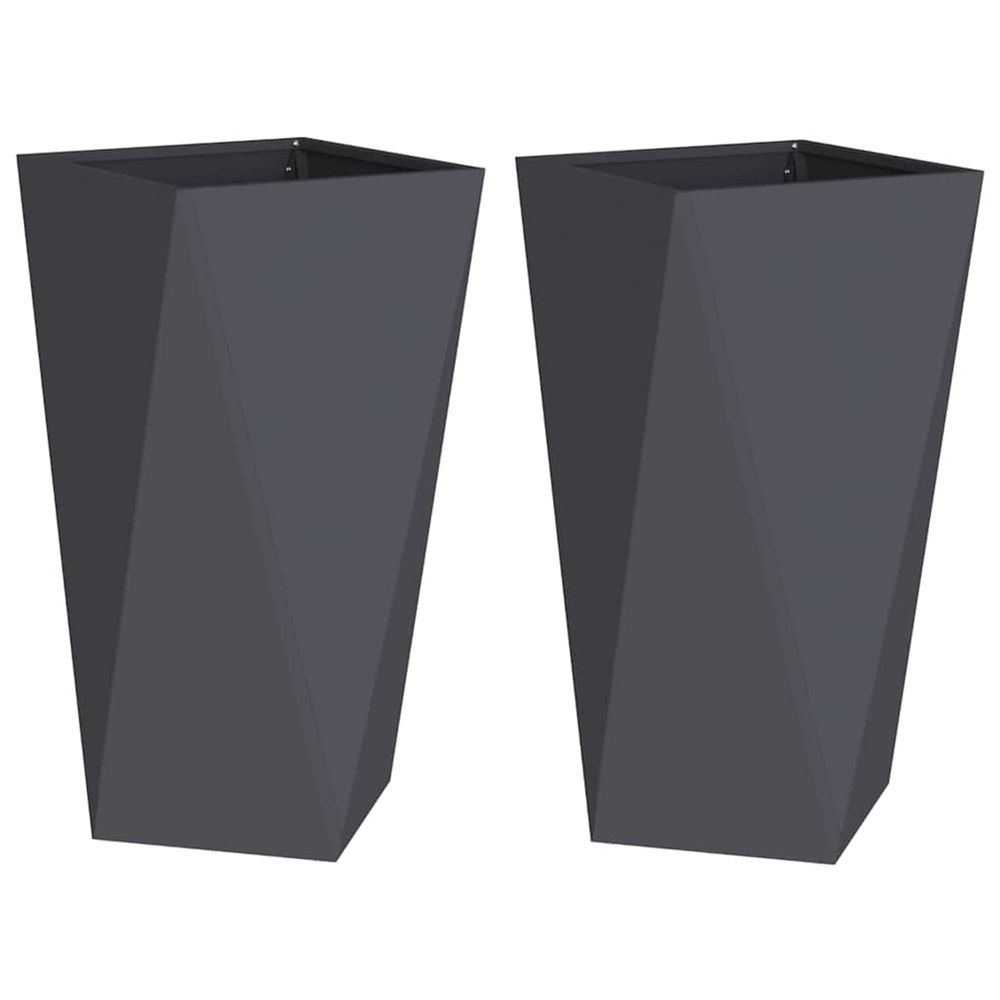 Jardinière d'extérieur 2 pc anthracite 40 x 40 x 75 cm acier