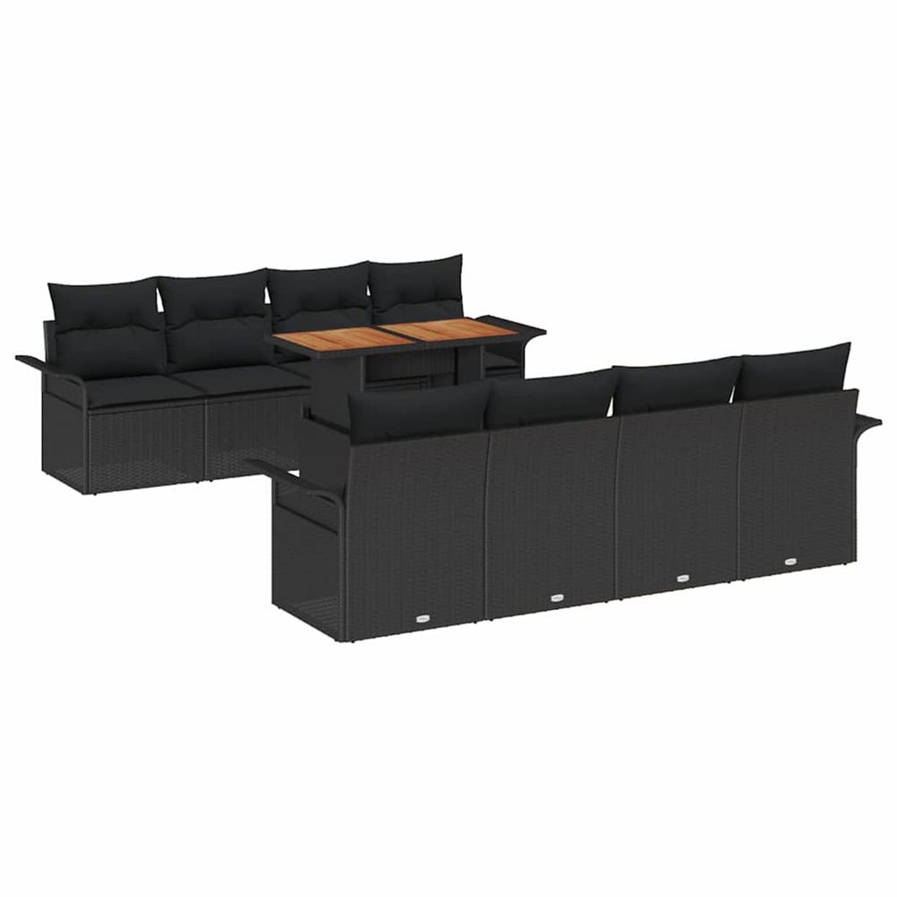 Ensemble de canapé de jardin 9 pc noir poly rotin