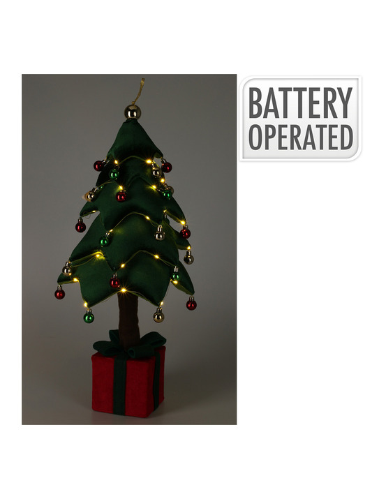 Arbre de noël avec led, blanc chaud, fonctionné par batterie, 70 cm. Basics