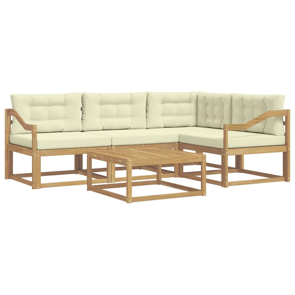 Ensemble de canapés d'extérieur 5 pc blanc et crème polyester