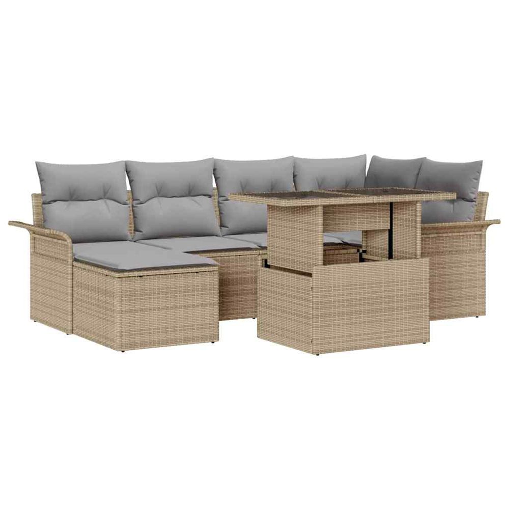 Ensemble de canapé de jardin 7 pc beige