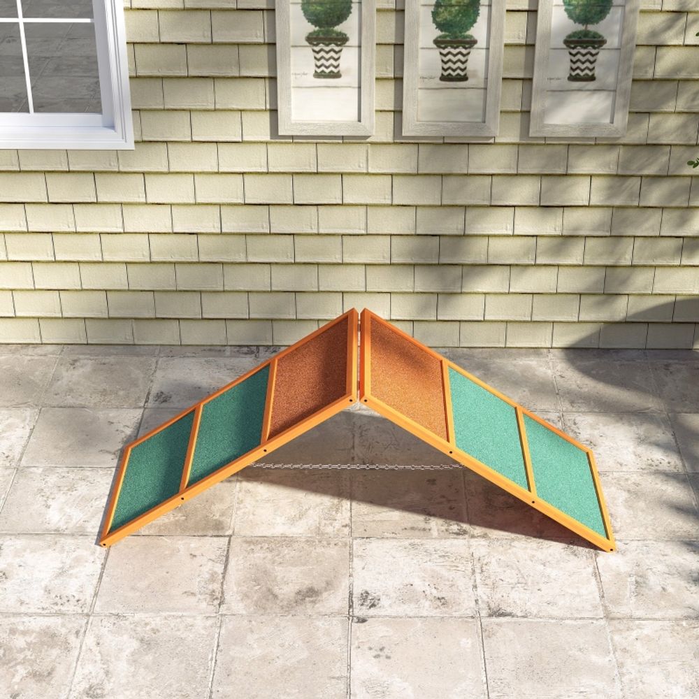 Rampe agility chien bois sapin pliable réglable antidérapante 173x59cm orange - comfortxl pet living