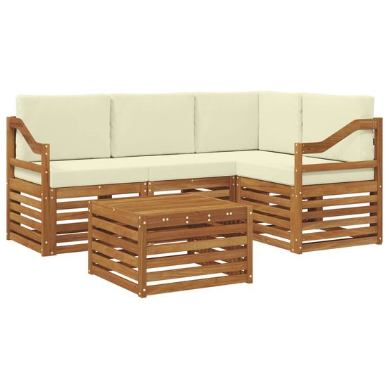 Ensemble de canapés d'extérieur 5 pc naturel et crème polyester