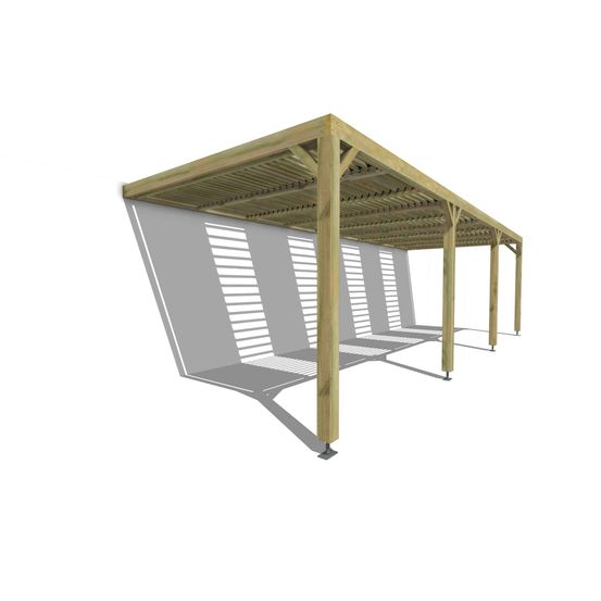 Pergola bois • 9m x 3m • adossée • sens profondeur • lames orientables bioclimatiques incluses • livraison comprise