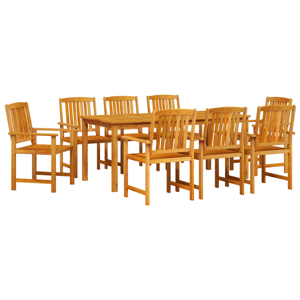 Ensemble repas jardin 9 pcs bois naturel 200 x 100 x 75 cm