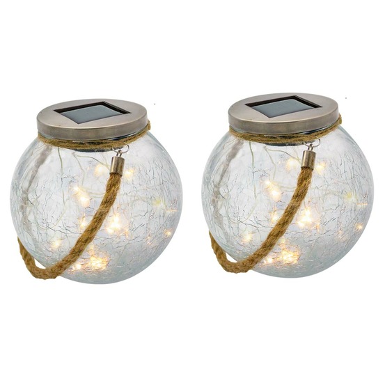 Lot de 2 boules solaires en verre craqueléâŠ