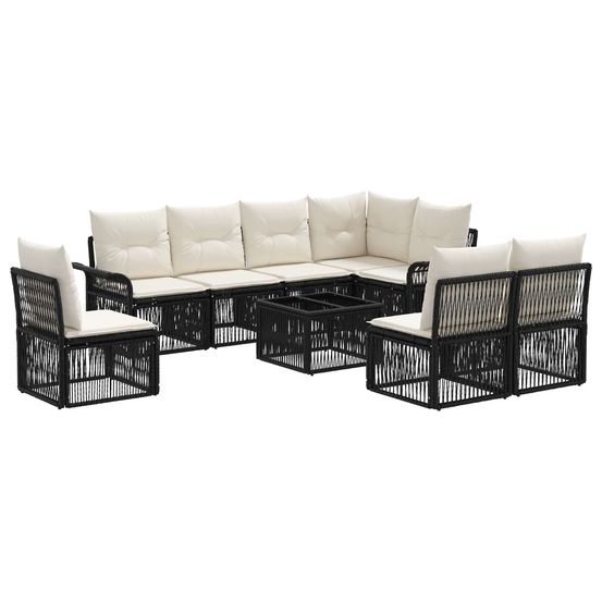 Ensemble de canapé de jardin 9 pc noir polyrotin