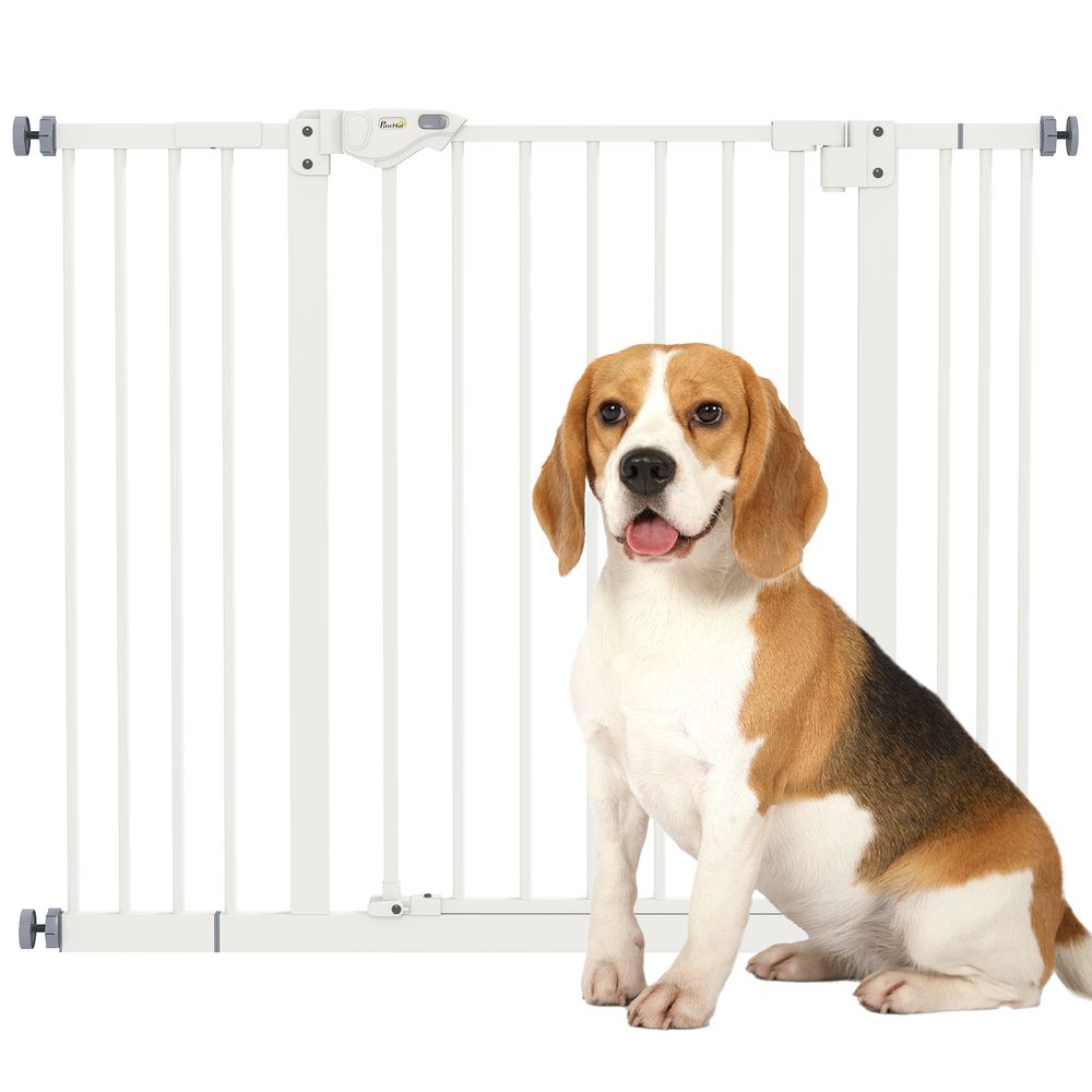 Barrière de sécurité chien métal intérieur fixation pression 74-100cm blanc - comfortxl pet living