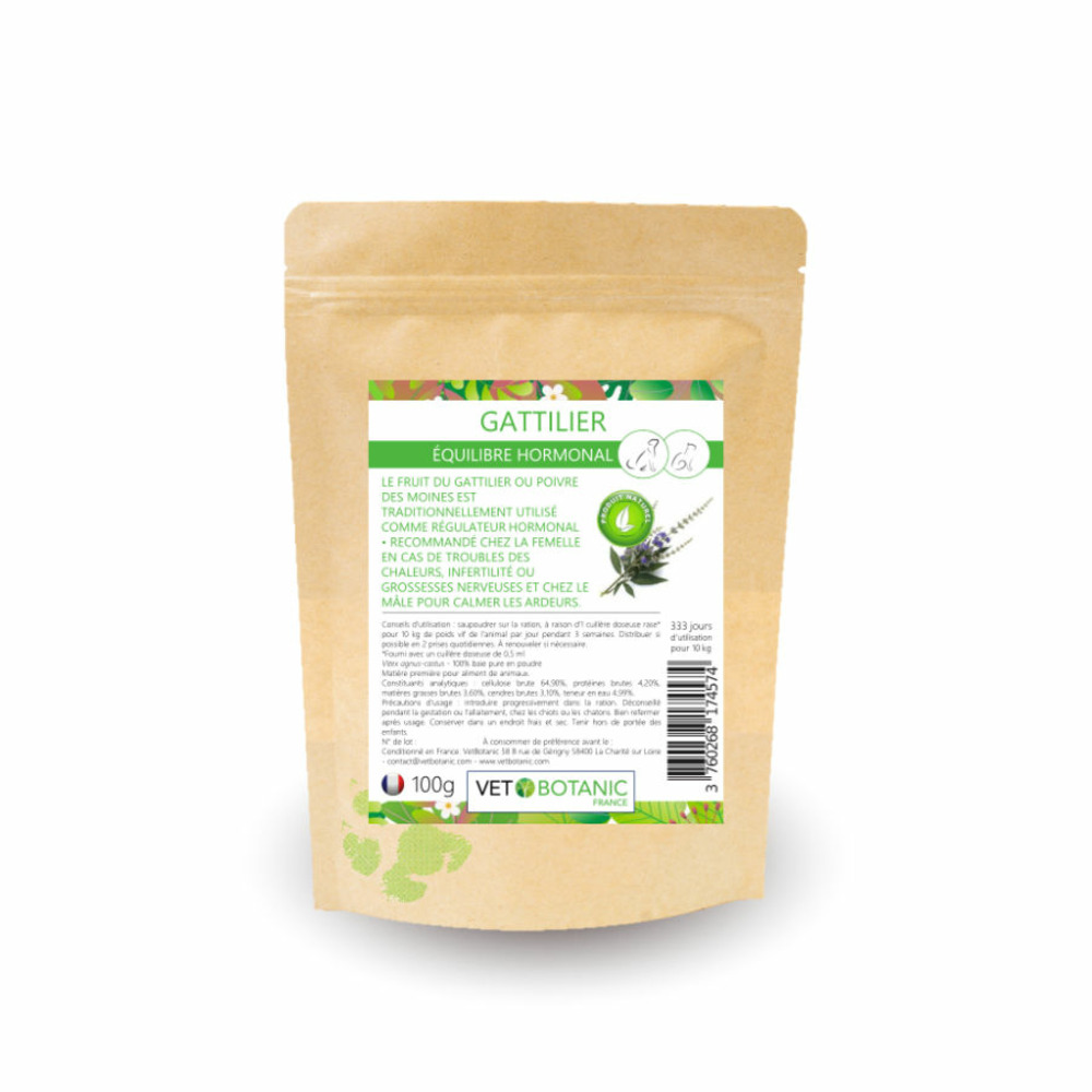Gattilier graine pure en poudre - equilibre hormonal chiens et chats