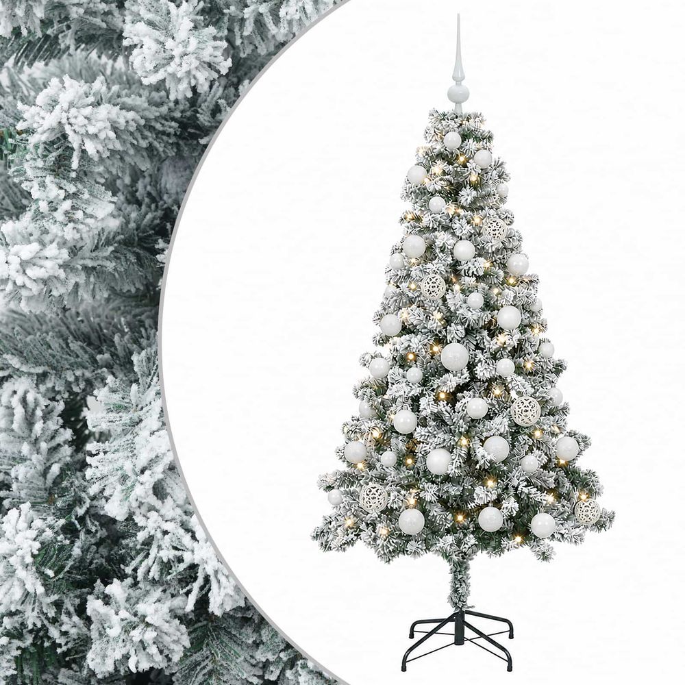 Arbre de noël artificiel avec boule 120 cm 150 led blanc chaud