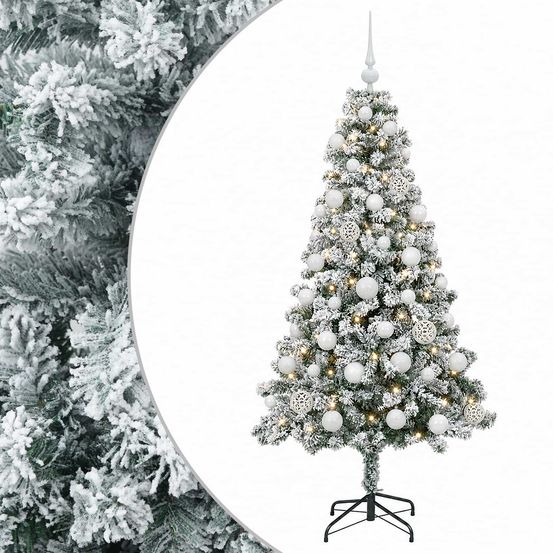 Arbre de noël artificiel avec boule 120 cm 150 led blanc chaud