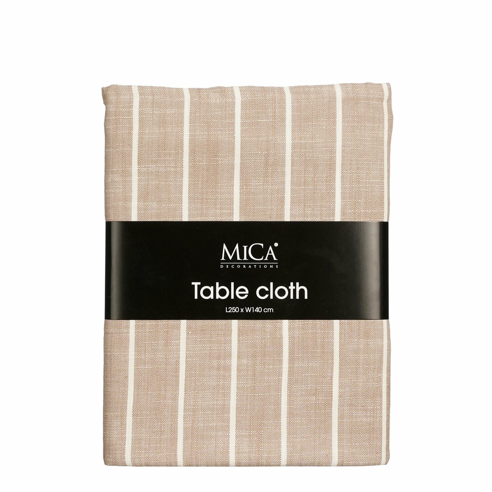 Mica decorations alivo nappe de table - l250 x l140 cm - coton biologique - beige, blanc