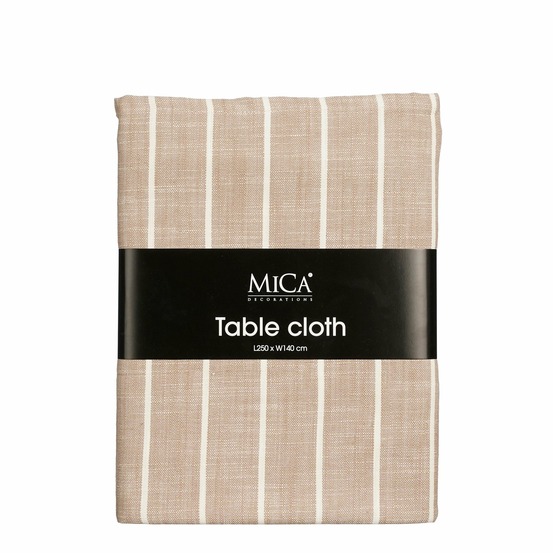 Mica decorations alivo nappe de table - l250 x l140 cm - coton biologique - beige, blanc