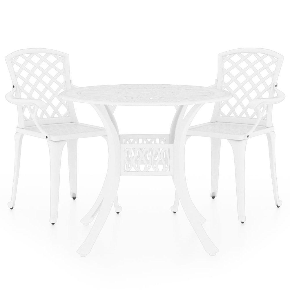 Ensemble de bistro 3 pcs aluminium coulé blanc