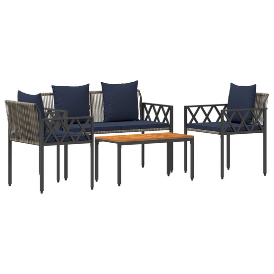 Ensemble de meubles d'extérieur 4 pcs gris et bleu marine