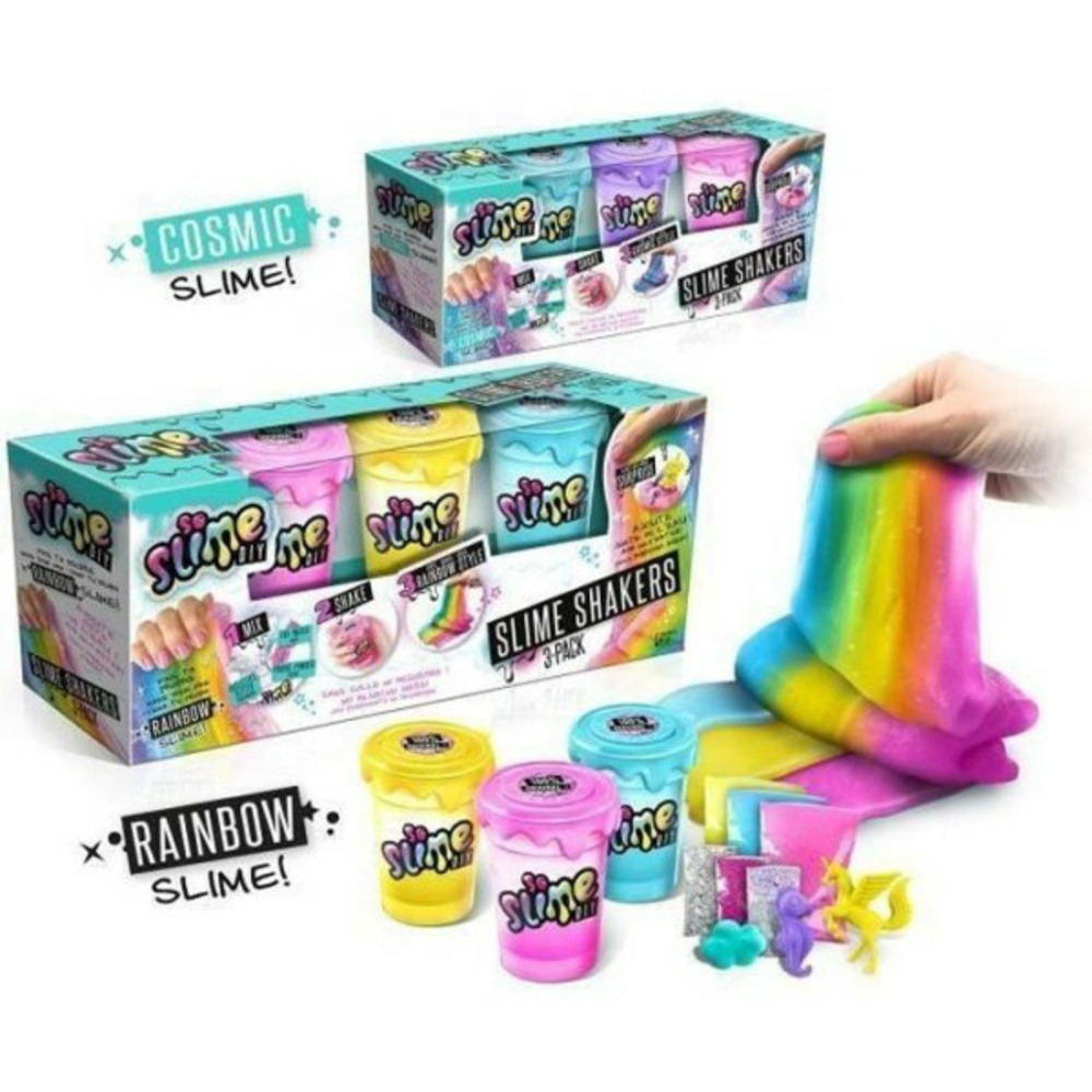Lot de 3 slime shakers modele aléatoire cosmic ou rainbow - crée tes propres slimes !