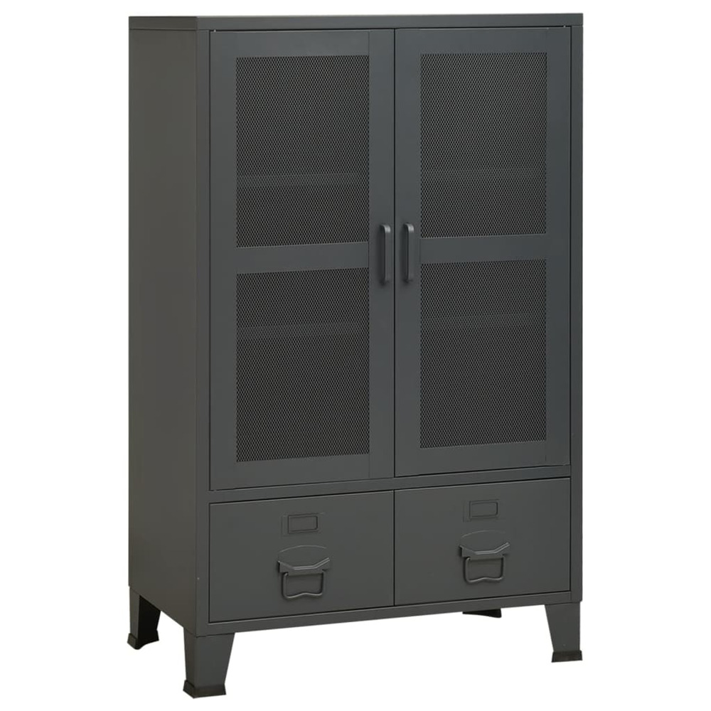 Coffre de rangement industriel anthracite 70x40x115 cm métal