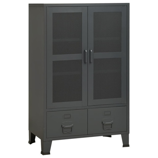 Coffre de rangement industriel anthracite 70x40x115 cm métal