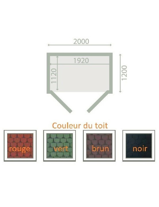 Abri de jardin zimowit 200x120x h. 194,5 cm-120 ---naturel clair