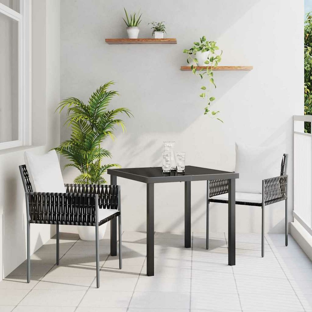 Ensemble de salle à manger pour jardin 3 pcs marron et noir