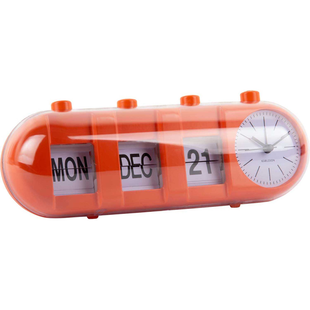 Réveil retro tube calendar flip orange