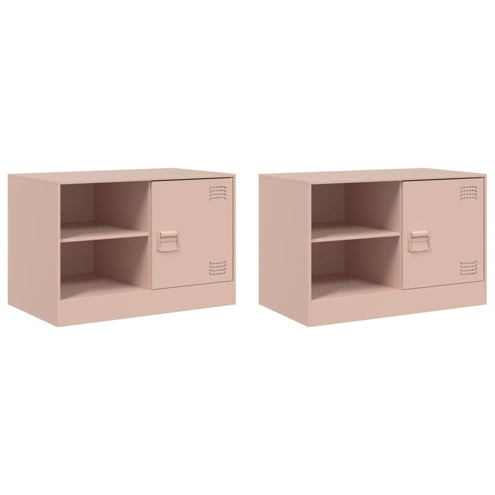 Meubles tv 2 pcs rose 67x39x44 cm acier