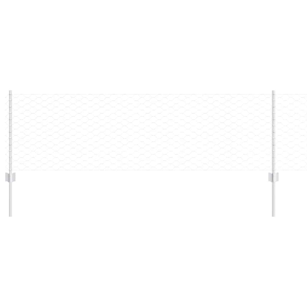 Clôture avec poteau argenté 0,6 x 100 m acier