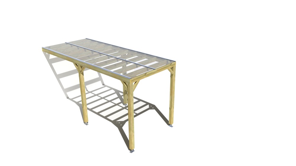 Pergola bois • 2m x 5m • adossée • sens largeur • couverture étanche transparente incluse • livraison comprise
