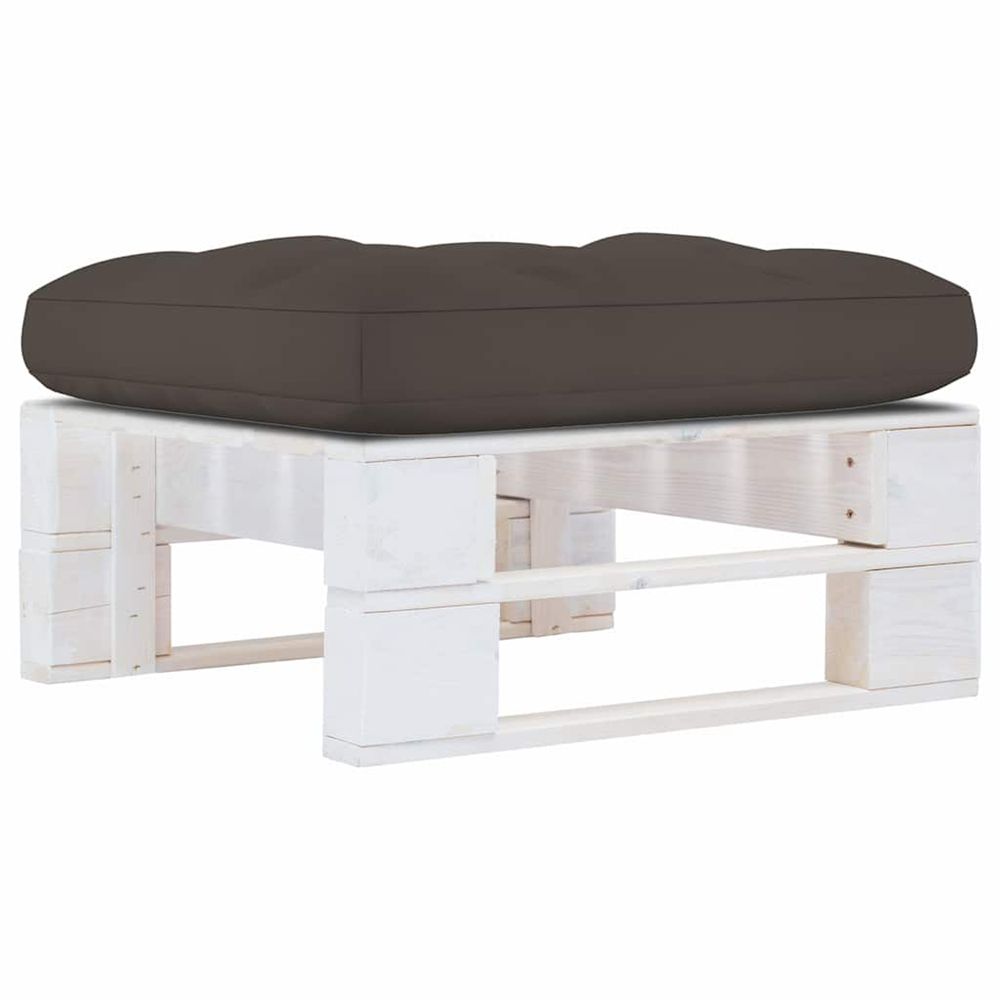 Pouf palette de jardin bois de pin imprégné de blanc