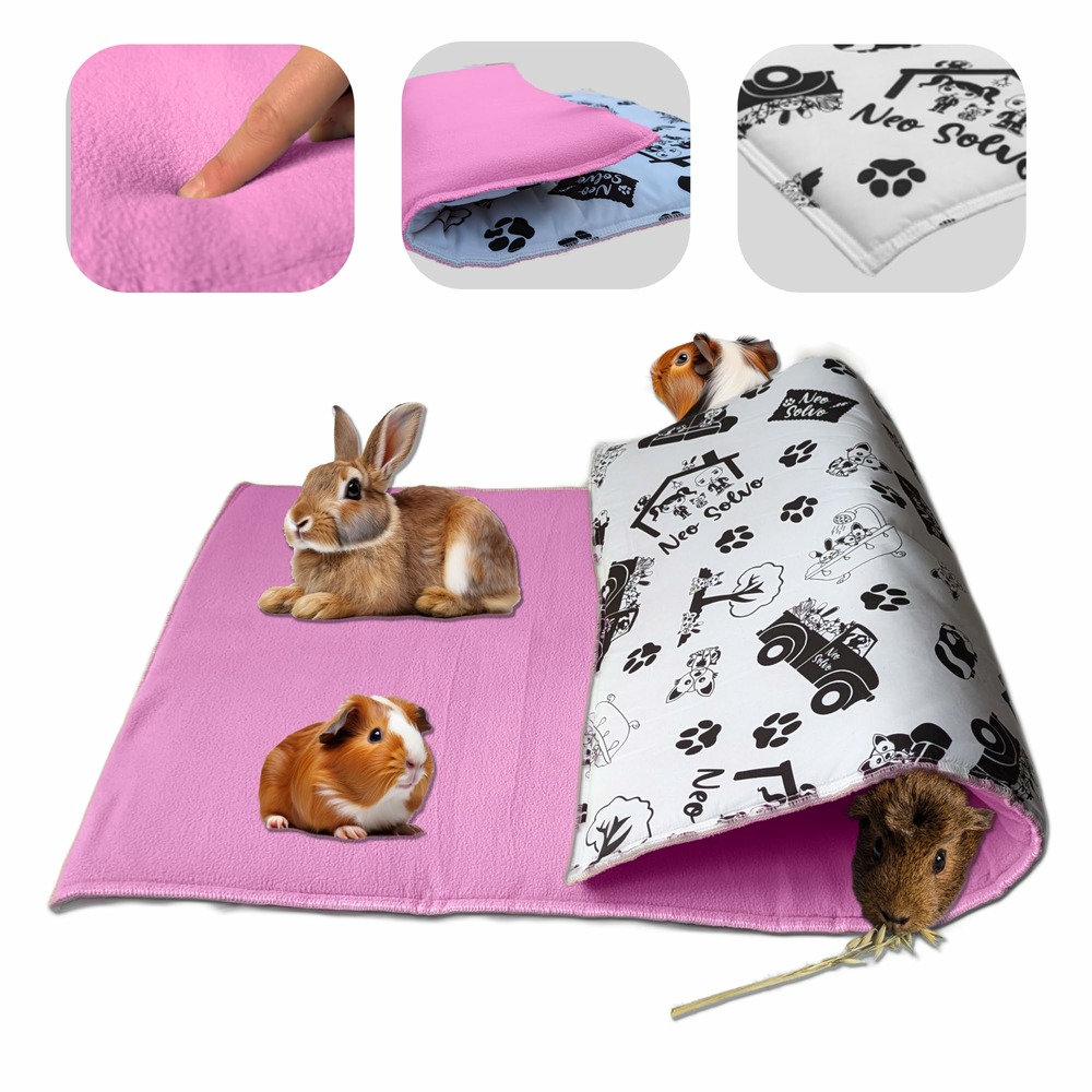Tapis pour cochon d'inde et lapin en polaire - 120 x 60 cm - polaire absorbant, lavable en machine, economique et ecologique