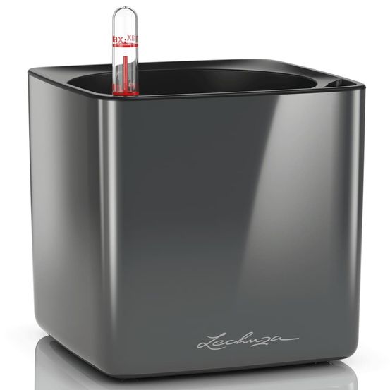 Jardinière de table cube glossy 14 all-in-one charbon brillant