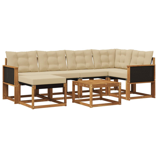 Ensemble de canapés d'extérieur 7 pcs naturel et beige