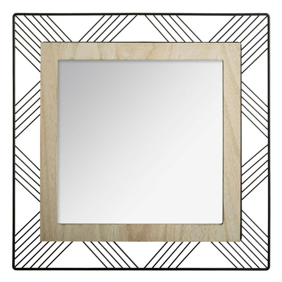 Miroir carré en métal & bois
