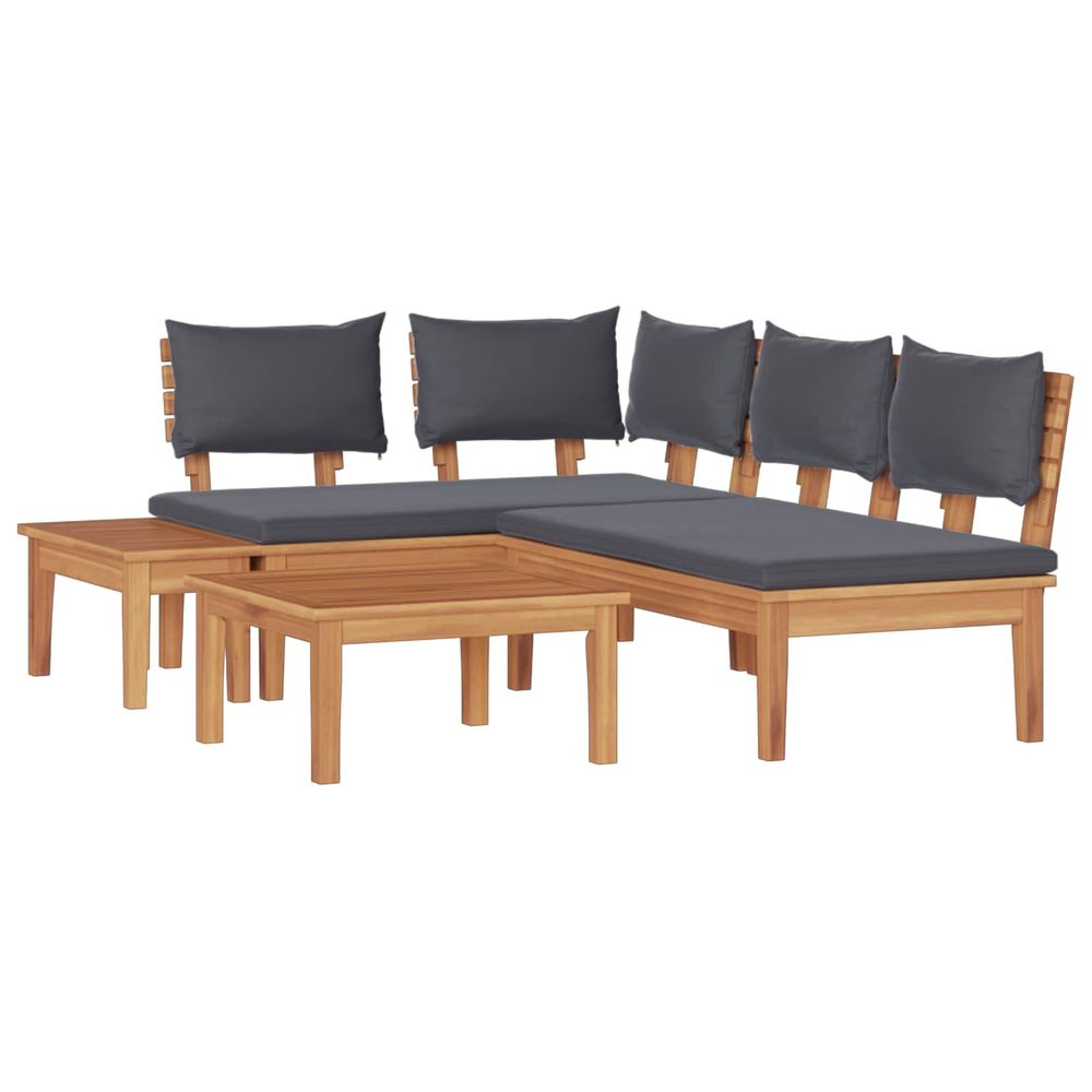 Ensemble de canapé de jardin 4 pc marron et gris