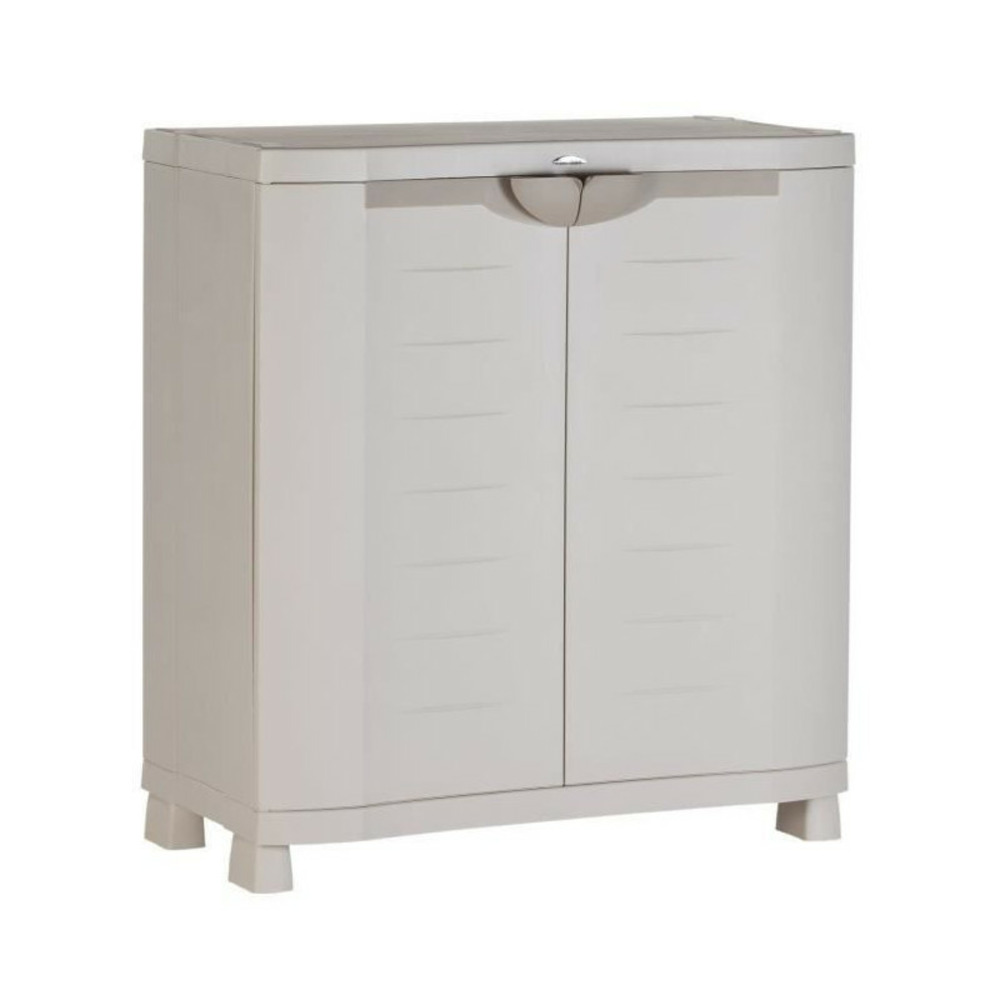 Spacesaver 90 plastiken armoire basse 2 portes avec etageres - l 90 x p 45 x h 100 cm - gamme space saver - interieur et exterie