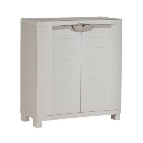 Spacesaver 90 plastiken armoire basse 2 portes avec etageres - l 90 x p 45 x h 100 cm - gamme space saver - interieur et exterie