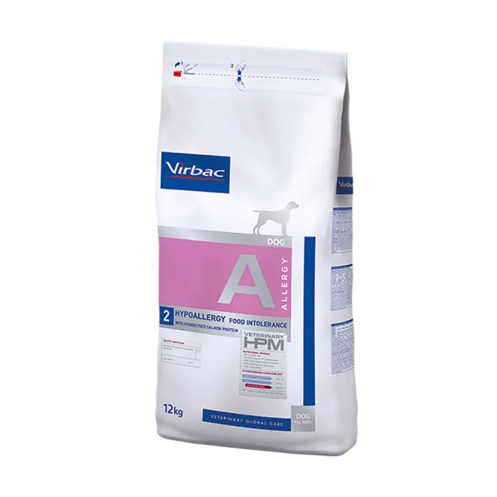 Croquettes chien veterinary hpm dog a2 allergy saumon - virbac 12 kg