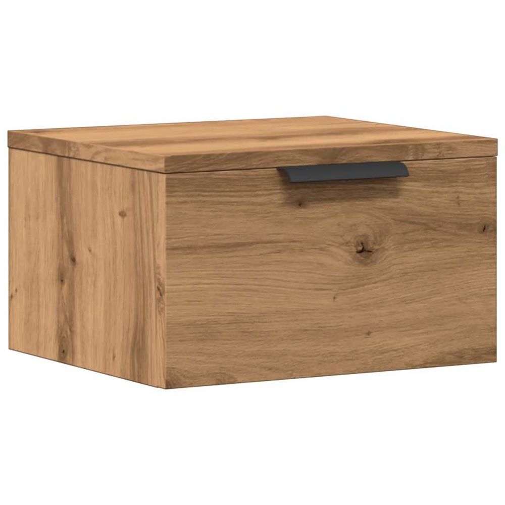 Table de chevet murale chêne artisanal 34x30x20 cm