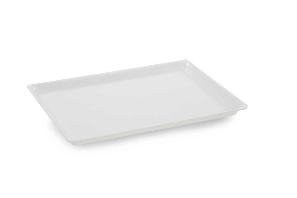 Plat en plexiglas rectangulaire avec coins arrondis blanc 360x250x17mm - matériel chr pro
