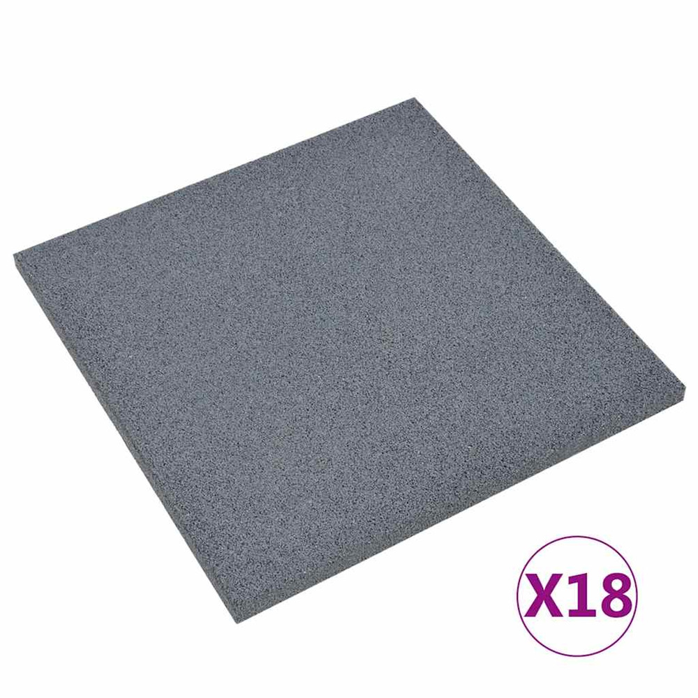 Carreaux de protection antichoc 18pcs caoutchouc 50x50x3cm gris