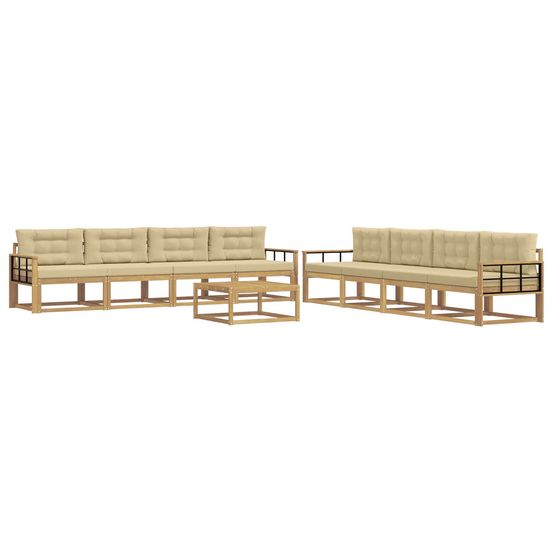Ensemble de canapés d'extérieur 9 pc blanc et beige polyester