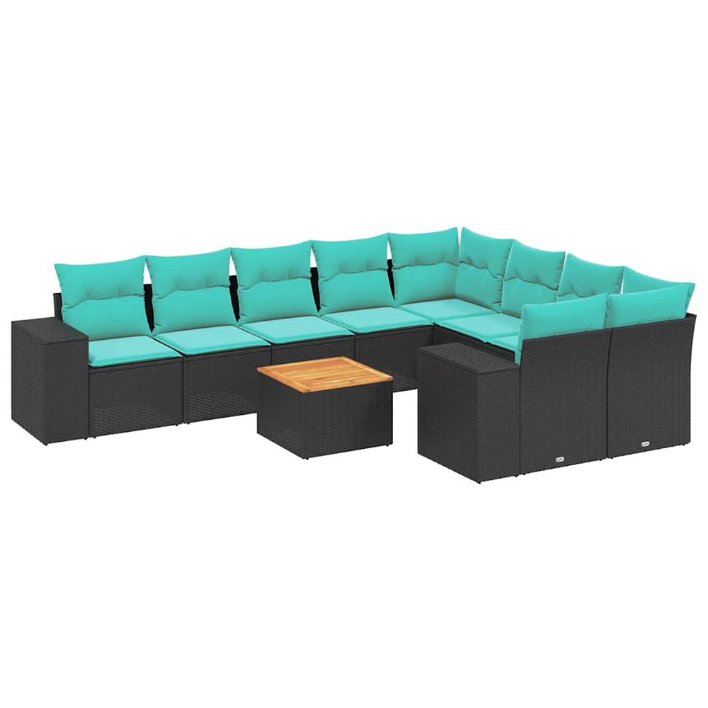 Ensemble de canapé de jardin 10 pcs avec coussins noir