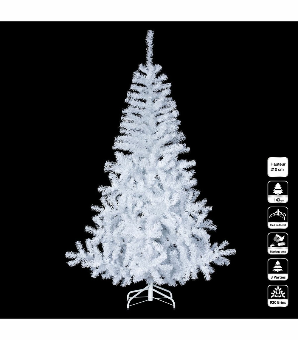 Sapin de noël artificiel blanc 2 tons h 210 cm