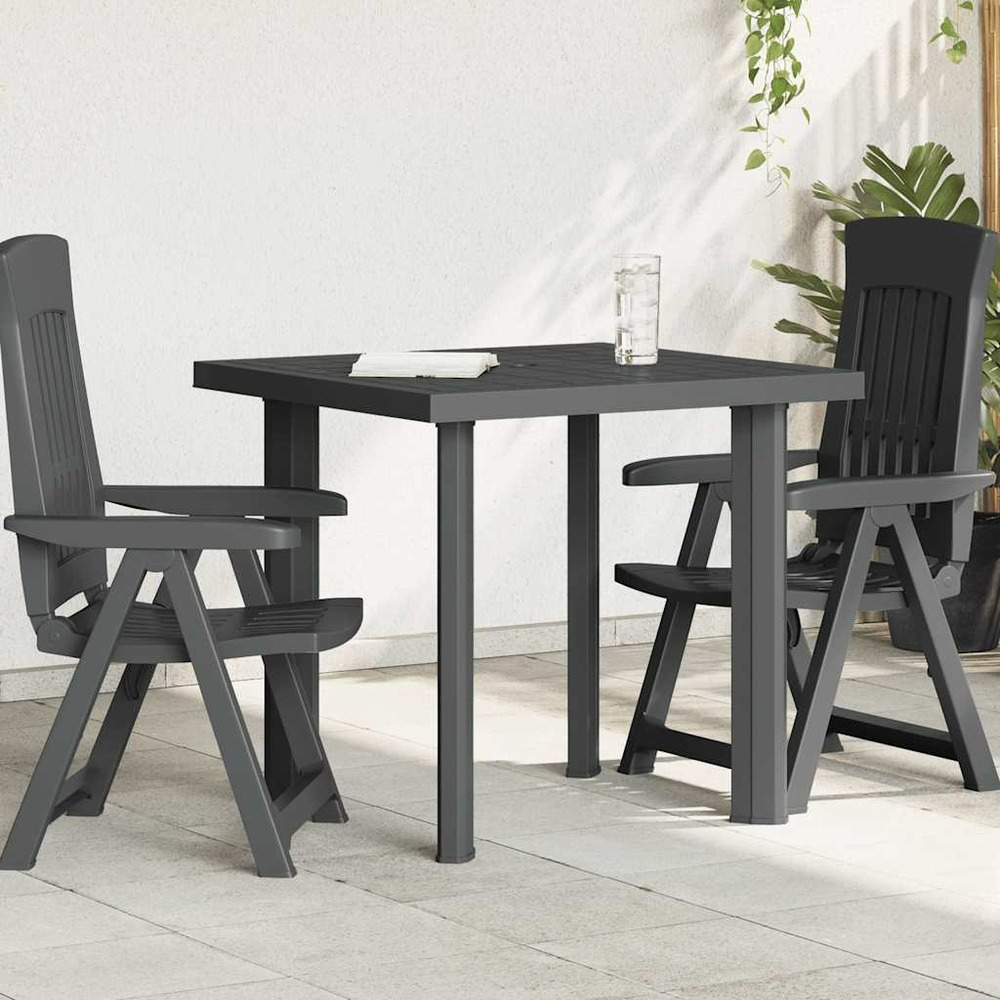 Table de jardin anthracite 80x75x72 cm plastique