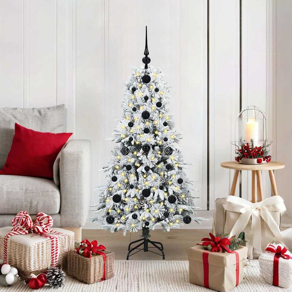 Arbre de noël artificiel 120 cm avec guirlande led 30m et boules