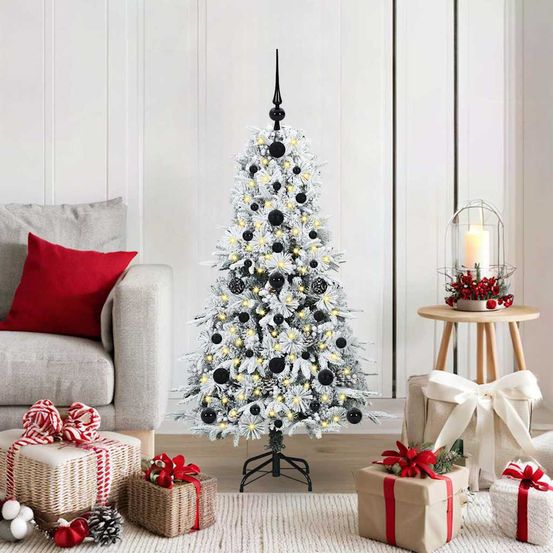 Arbre de noël artificiel 120 cm avec guirlande led 30m et boules