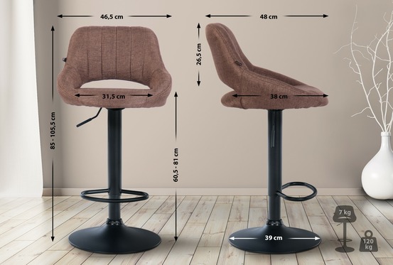 Tabouret de bar milet tissu noir